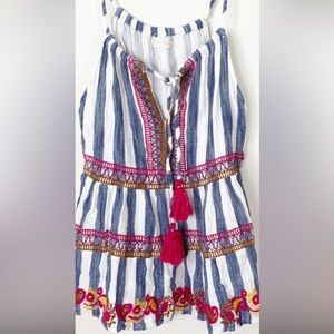 NEW! Altar’d State Blue & White striped tassel top/Size Small